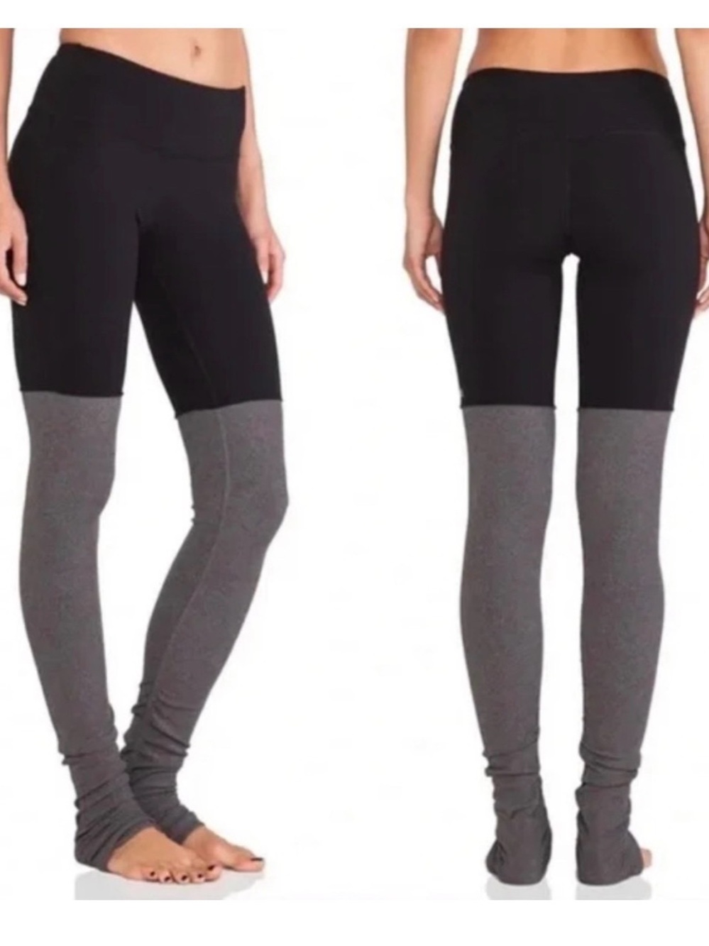 ALO Yoga Black and Gray Colorblock High-Waist Leggings